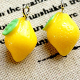 10 Puffy Fruit Series Resin Pendants Lemon Charms Jewellery Supplies