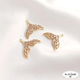 14K Whale Tail Pendant for DIY Necklace