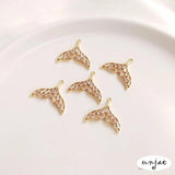 14K Whale Tail Pendant for DIY Necklace