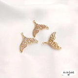 14K Whale Tail Pendant for DIY Necklace