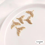 14K Whale Tail Pendant for DIY Necklace