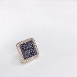 KC Plated Cotton Square Rhinestone Stud Earrings 4pcs