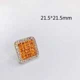 KC Plated Cotton Square Rhinestone Stud Earrings 4pcs