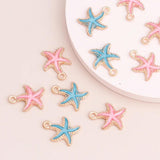 10pcs Enamel Shell Starfish Charms for DIY Jewelry Making