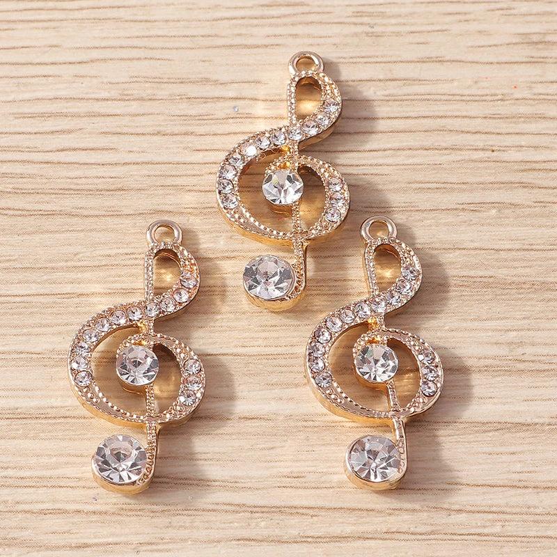 10pcs Crystal Music Note Charms Pendants for DIY Jewelry Making