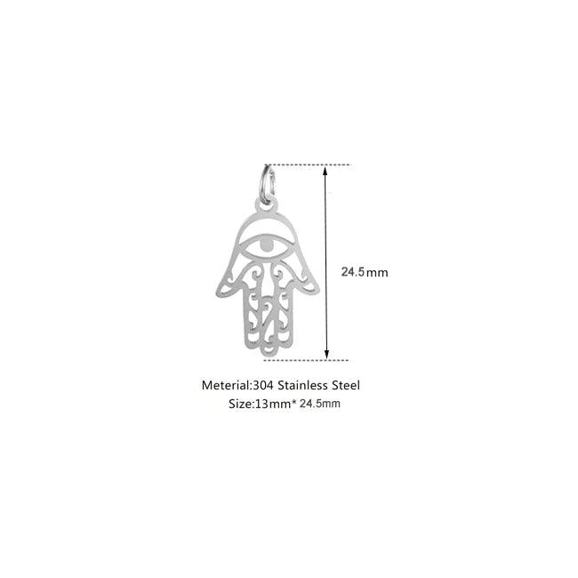 2Pcs Stainless Steel Evil Eyes Charms Sun Moon Star Pendant