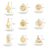 2Pcs Stainless Steel Evil Eyes Charms Sun Moon Star Pendant