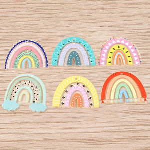 10pcs Colorful Resin Rainbow Charms Pendants for DIY Jewelry Making