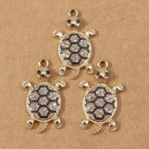 10pcs Cute Turtle Charms Alloy Crystal Pendant for DIY Earrings Necklaces