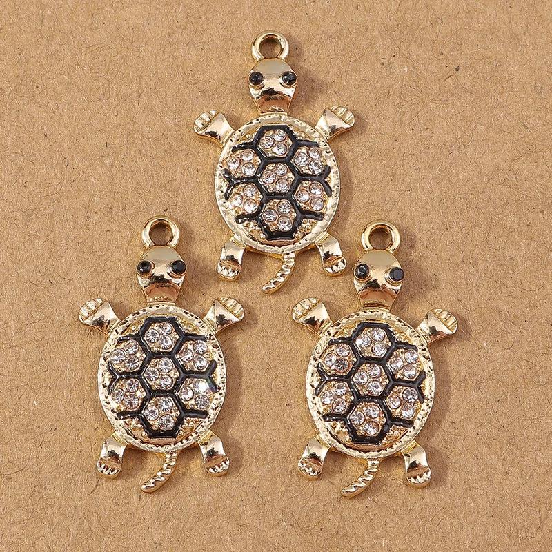 10pcs Cute Turtle Charms Alloy Crystal Pendant for DIY Earrings Necklaces