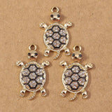 10pcs Cute Turtle Charms Alloy Crystal Pendant for DIY Earrings Necklaces