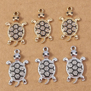 10pcs Cute Turtle Charms Alloy Crystal Pendant for DIY Earrings Necklaces