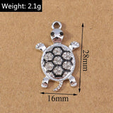 10pcs Cute Turtle Charms Alloy Crystal Pendant for DIY Earrings Necklaces