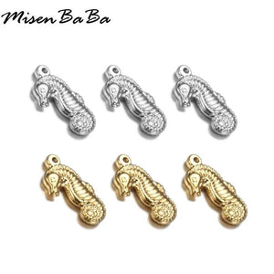 5Pcs Stainless Steel Hippocampus Baby Pendant for Jewelry DIY