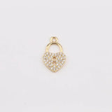 2pcs Key Shape Copper Pendant Zircon DIY Earring Necklace Jewelry