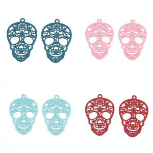 10Pcs Halloween Skull Filigree Pendants Charms for DIY Earring Jewelry