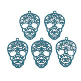 10Pcs Halloween Skull Filigree Pendants Charms for DIY Earring Jewelry