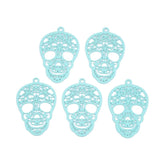 10Pcs Halloween Skull Filigree Pendants Charms for DIY Earring Jewelry