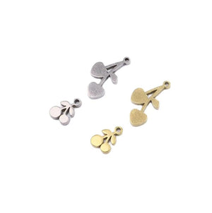 10 Stainless Steel Fruit Cherry Charms Pendant DIY Necklace Earrings Bracelet