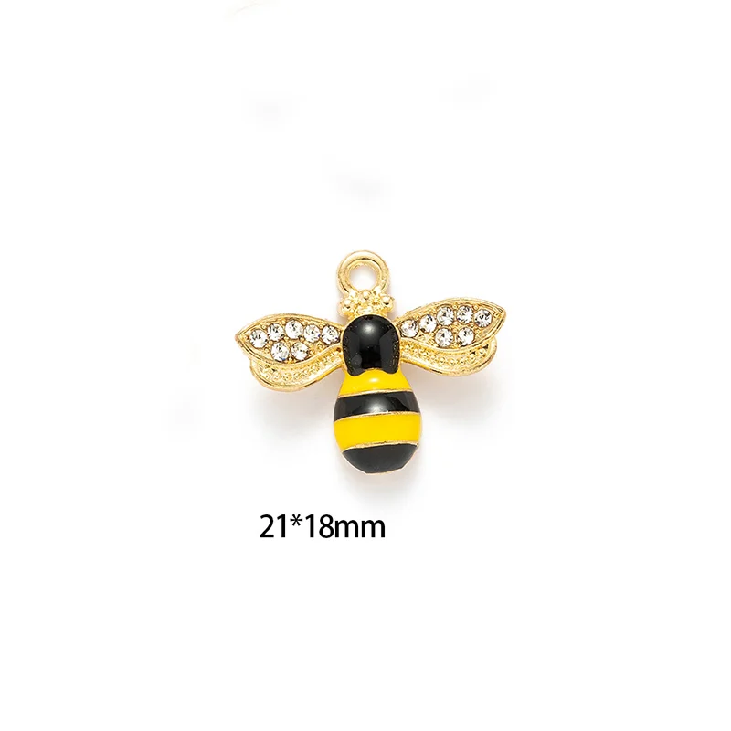 10pcs Enamel Bee Pendant Charm for DIY Jewelry Making