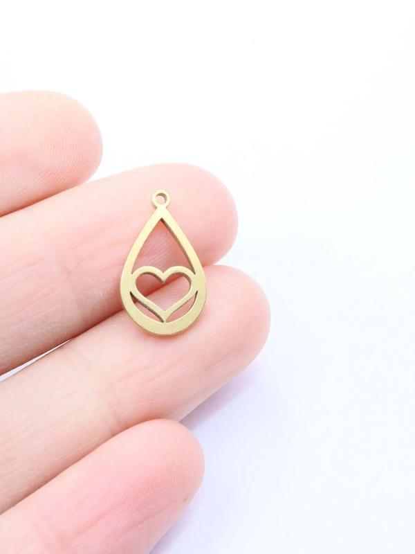 10pcs Heart Charms Pendant Stainless Steel DIY Jewelry Unfading 2 Colors