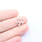 10pcs Heart Charms Pendant Stainless Steel DIY Jewelry Unfading 2 Colors