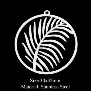 5Pcs Stainless Steel Leaf Pendants DIY Jewelry Making