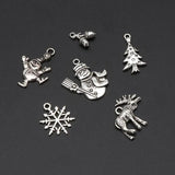 6pcs Silver Alloy Christmas Pendants For Jewelry Making Bulk