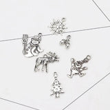 6pcs Silver Alloy Christmas Pendants For Jewelry Making Bulk