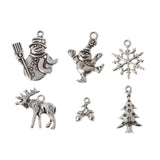 6pcs Silver Alloy Christmas Pendants For Jewelry Making Bulk