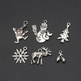 6pcs Silver Alloy Christmas Pendants For Jewelry Making Bulk