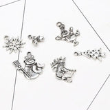 6pcs Silver Alloy Christmas Pendants For Jewelry Making Bulk
