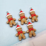10pcs Christmas Snowman Gingerbread Man Resin Charms For Earring