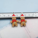 10pcs Christmas Snowman Gingerbread Man Resin Charms For Earring