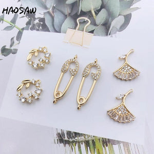 4Pcs/Lot CZ Stone Garland Plating Charm for DIY Jewelry Making