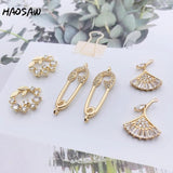 4Pcs/Lot CZ Stone Garland Plating Charm for DIY Jewelry Making