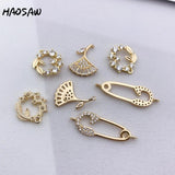 4Pcs/Lot CZ Stone Garland Plating Charm for DIY Jewelry Making