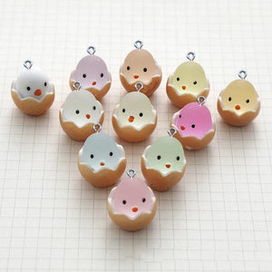 10Pcs 3D Eggshell Chicken Resin Charms for Jewelry Making DIY