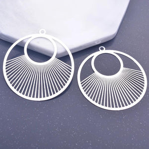 6pcs 40*43mm Rose Big Round Charms Silver Plated Earring DIY Pendant Jewelry