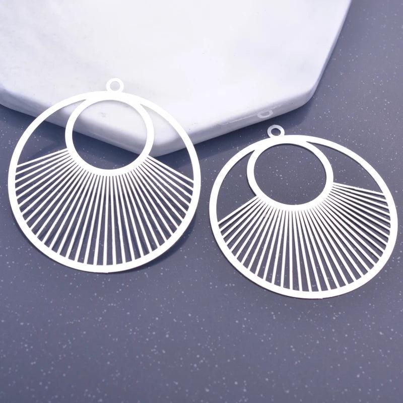 6pcs 40*43mm Rose Big Round Charms Silver Plated Earring DIY Pendant Jewelry