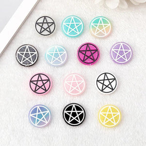 15Pcs Halloween Party Charms Glitter Resin Star Moon Witches Jewelry Findings
