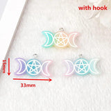 15Pcs Halloween Party Charms Glitter Resin Star Moon Witches Jewelry Findings