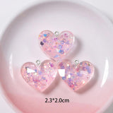 10Pcs Heart Resin Charms Glitter Pendants DIY Jewelry Making Accessories