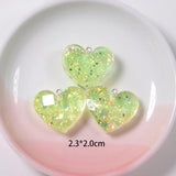 10Pcs Heart Resin Charms Glitter Pendants DIY Jewelry Making Accessories