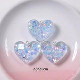 10Pcs Heart Resin Charms Glitter Pendants DIY Jewelry Making Accessories