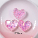 10Pcs Heart Resin Charms Glitter Pendants DIY Jewelry Making Accessories
