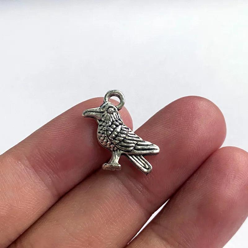30pcs Crow Bird Charms Tibetan Silver Tone Pendant DIY Necklace Jewelry