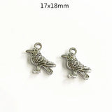 30pcs Crow Bird Charms Tibetan Silver Tone Pendant DIY Necklace Jewelry