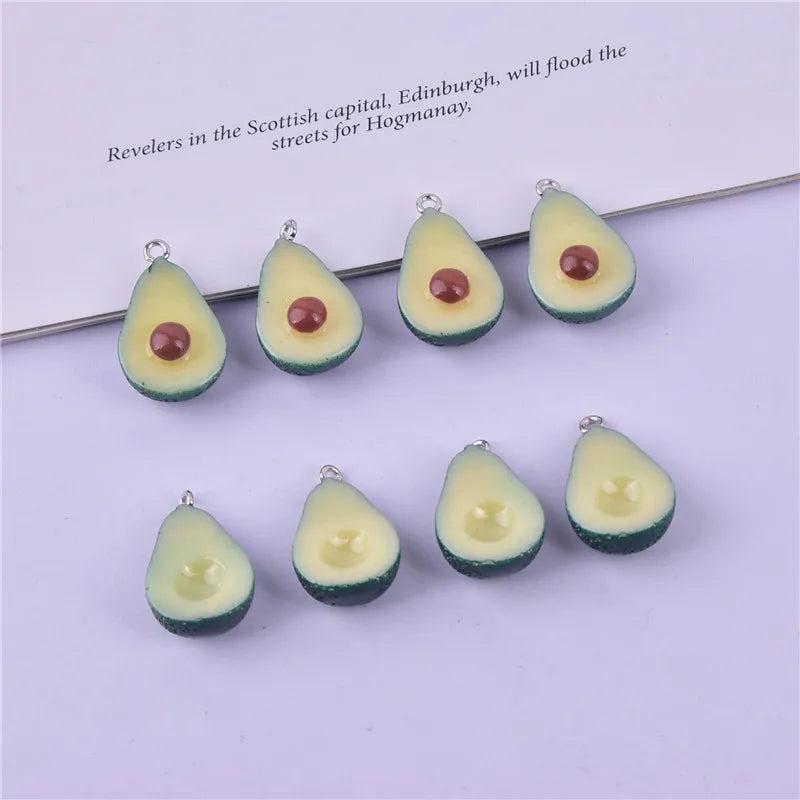 10pcs 3D Avocado Fruit Resin Charms Earring DIY Jewelry Accessories