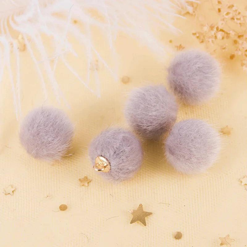 24pcs 15mm Plush Fur Ball Beads DIY Pompom Pendant for Jewelry Making